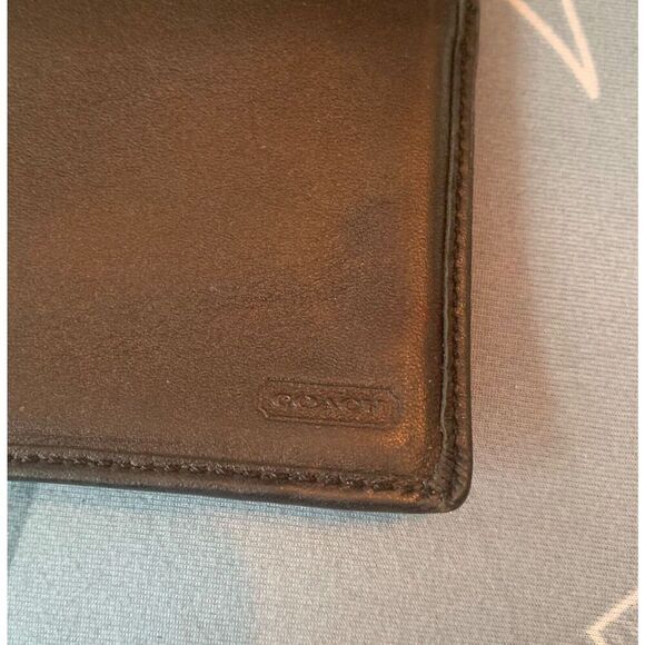 Coach signature CC LOGO black 90’s Y2K CHECKBOOK COVER leather & canvas - Picture 5 of 6